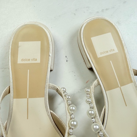 Dolce Vita Kanika Pearl Low Mules Flats Vanilla Pearls - Picture 4 of 9